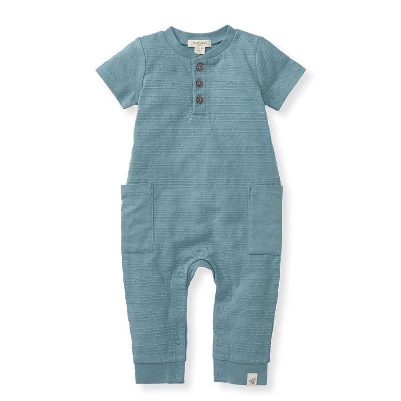 Dotted Jacquard Jumpsuit – Smoke Blue 0-3m