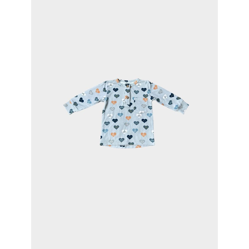 Long Sleeve Henley Shirt – Boy’s Hearts 6-12m