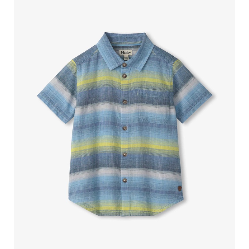 Oxford Cotton Button Down Shirt – Lime Green Stripes 2T