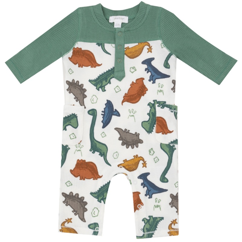 Romper with Contrast Sleeve – Dino Rocks 0-3m