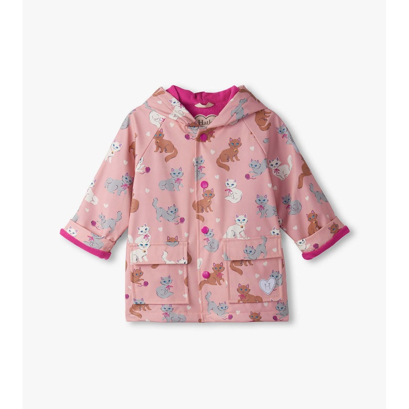 Toddler Button Up Rain Jacket – Little Kitties 12-18m