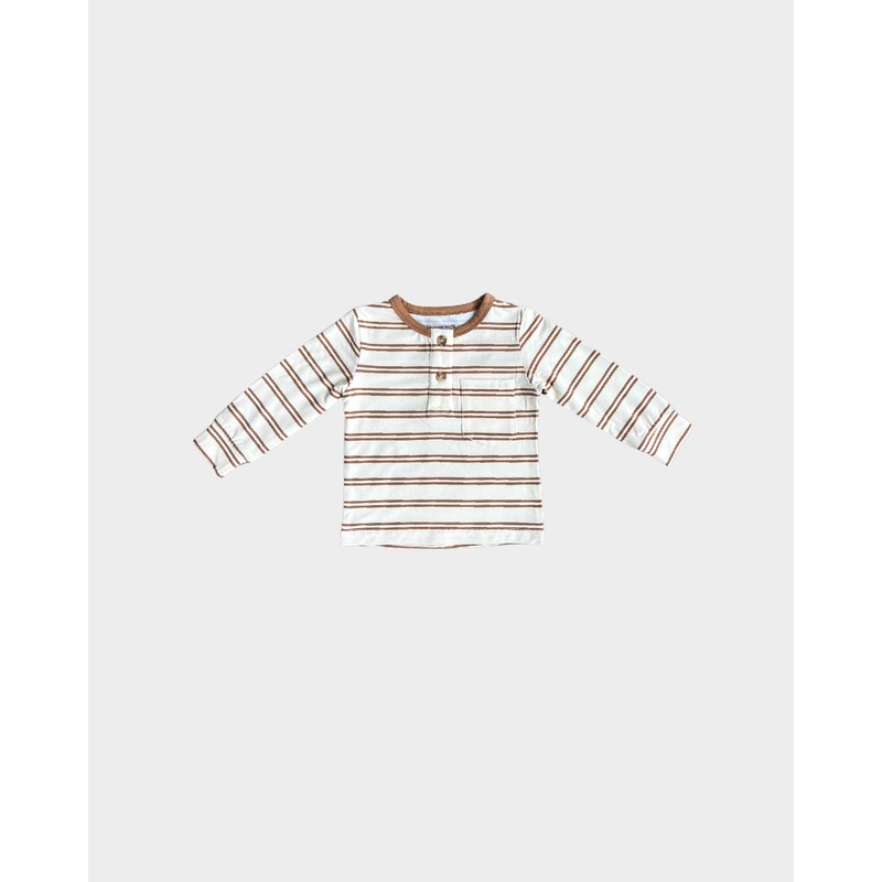Boy’s Henley Shirt – Toffee Stripe 2T