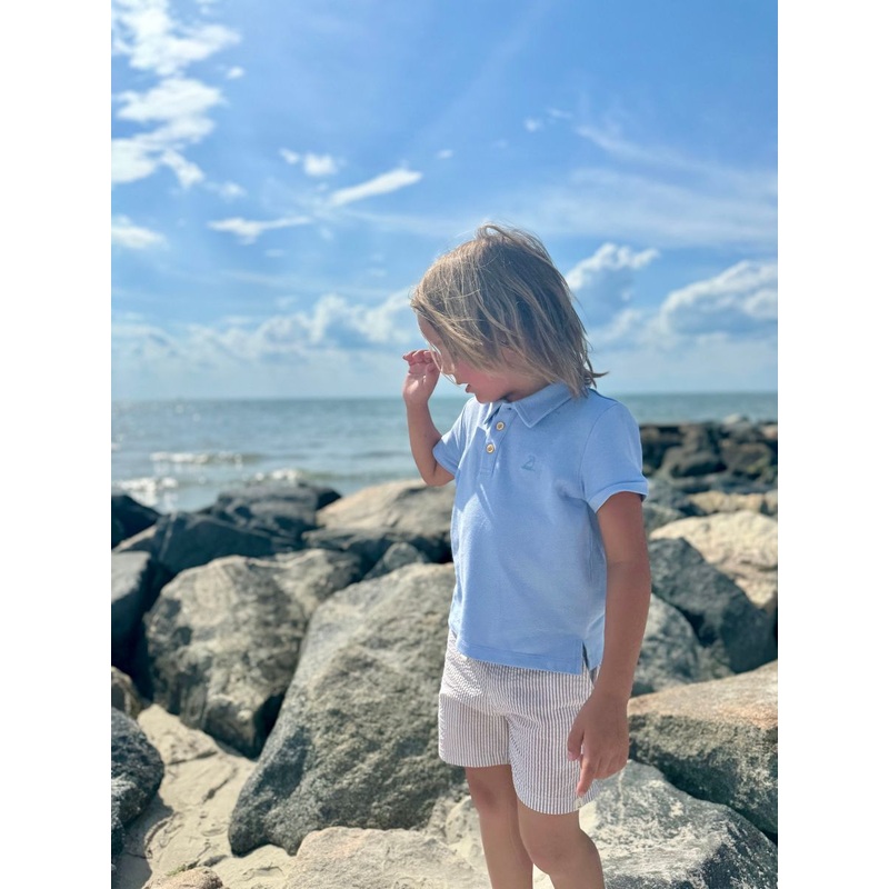 Crew Shorts – Brown/White Seersucker 2-3Y