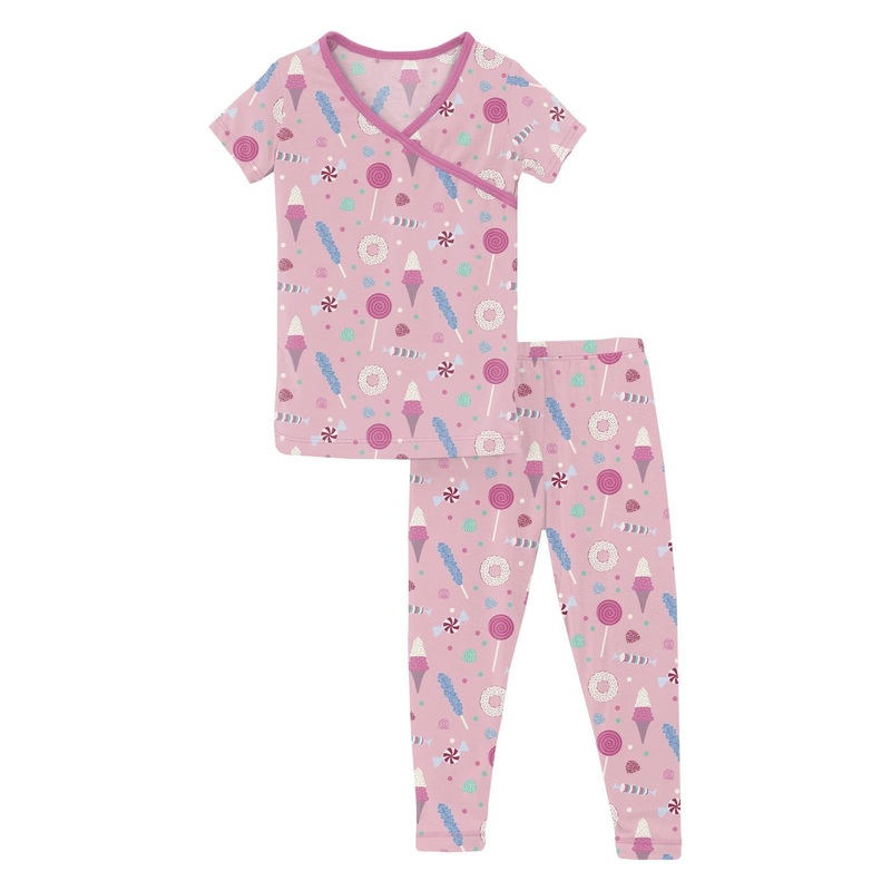Print Short Sleeve Kimono Pajama Set – Cake Pop Candy Dreams 2T