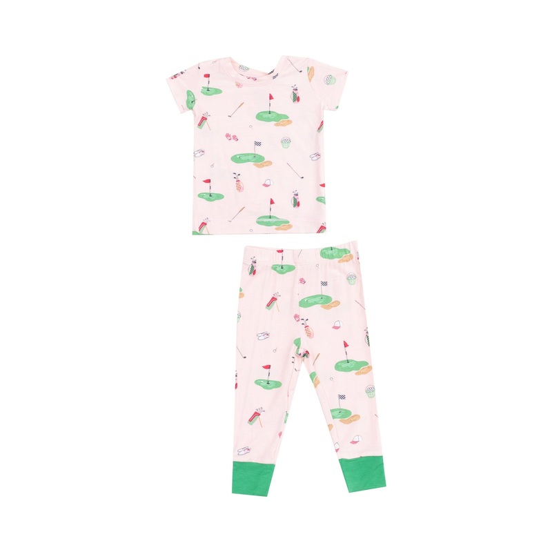 Short Sleeve Bamboo Loungewear Set – Golf Things Pink 18-24m