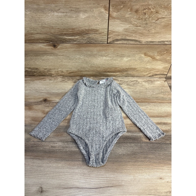 Zara Ruffle Long Sleeve Bodysuit Grey sz 2-3T Grey 2T