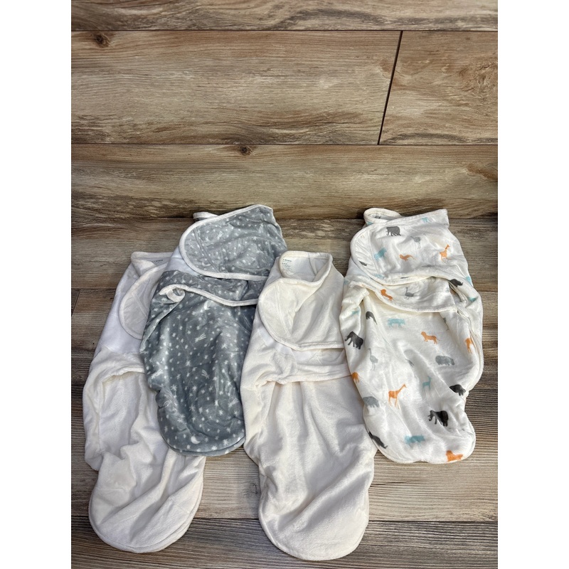 Aden + Anais 4pk Velboa Swaddle Wraps White/Grey sz 0-3m