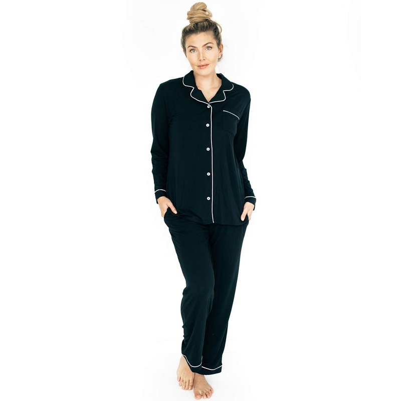 Clea Bamboo Long Sleeve Maternity & Nursing Pajama – Black S