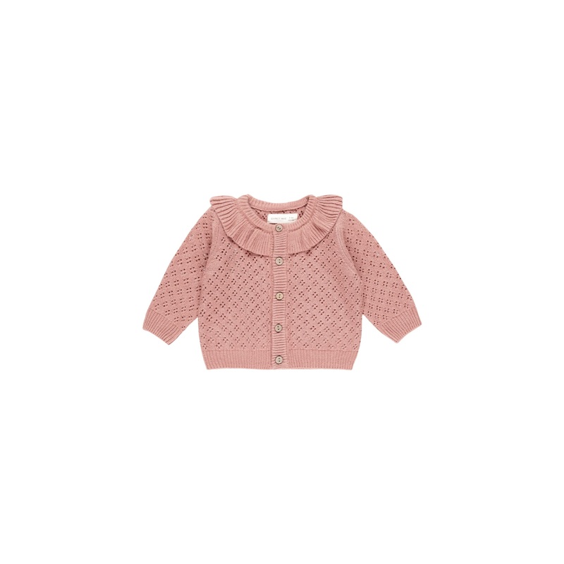 Ruffle Collar Cardigan – Lipstick 0-3m