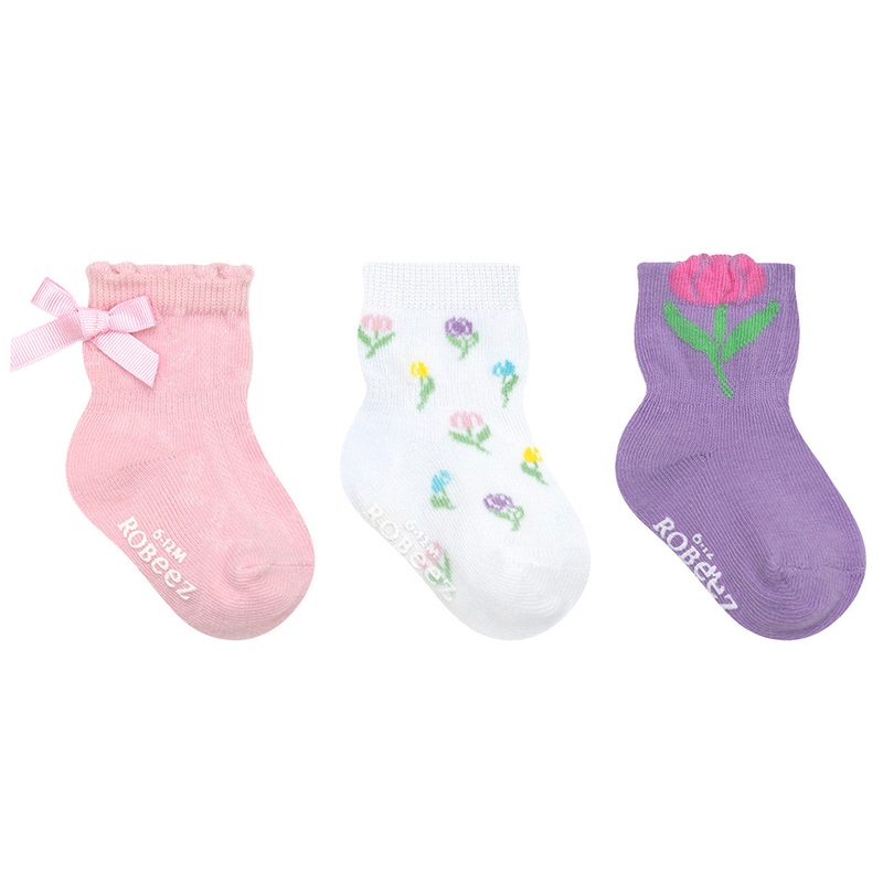 3-Pack Baby Socks – Tulip Garden 0-6m