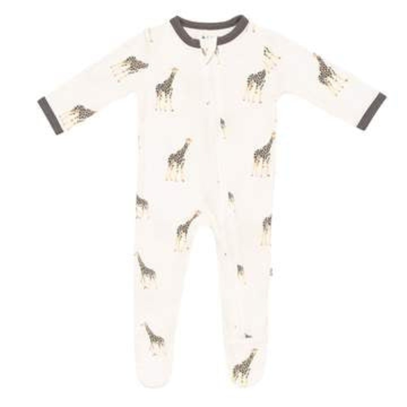 Bamboo Zippered Footie – Giraffe NB