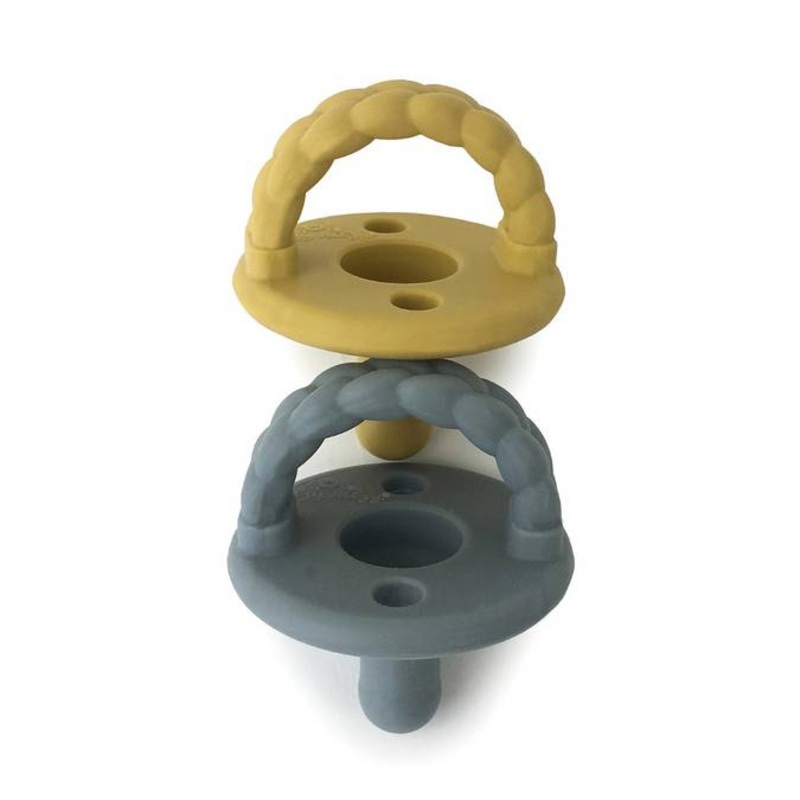Braid Sweetie Soother Pacifiers – 2 Pack – Dark Grey & Mustard Dark Grey & Mustard