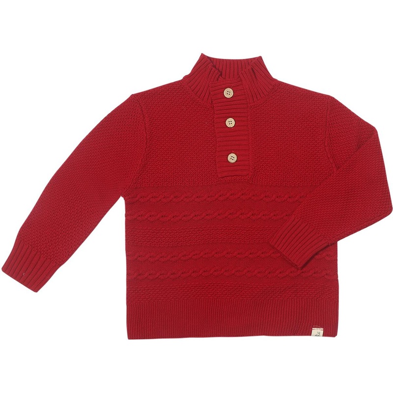 Cable Sweater – Red 6-9m