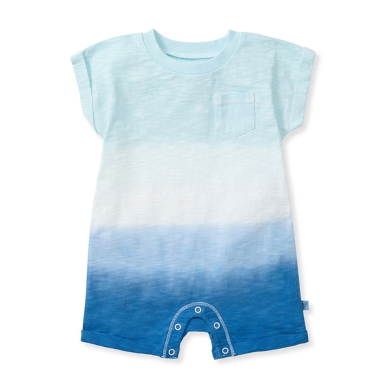 Double Dip Dye Organic Baby Boy Romper – Blue Herizon 0-3m