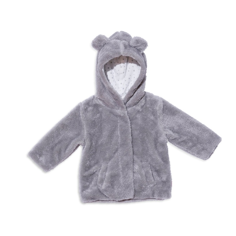 Minky Magnetic Jacket – Drizzle Gray with Ditsy Star Lining 6-12m