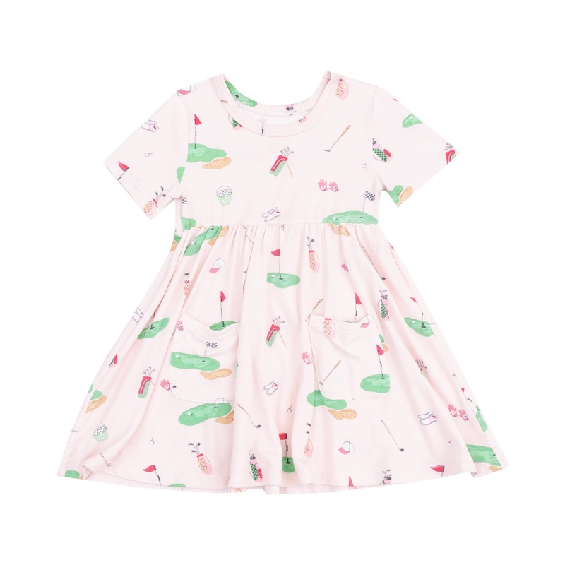Short Sleeve Twirly Dress – Golf Things Pink 2T
