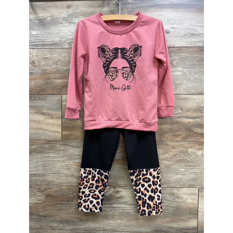 2pc Mini Girl Sweatshirt & Leggings Pink sz 4-5T Pink 4T