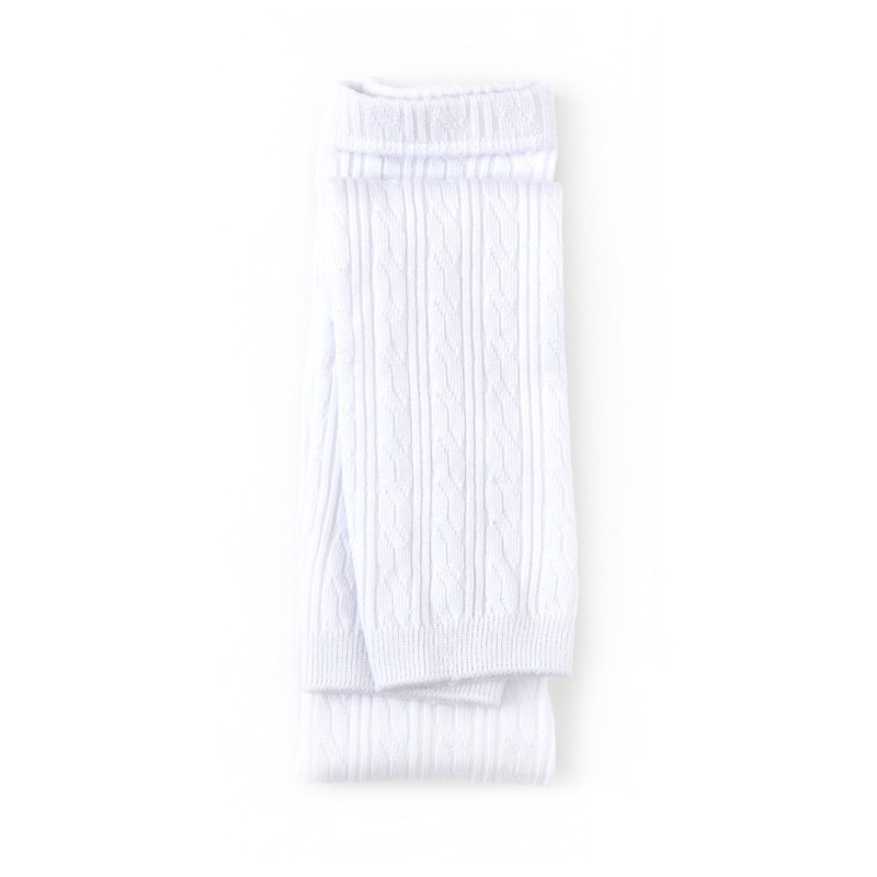Cable Knit Footless Tights – White 0-6m