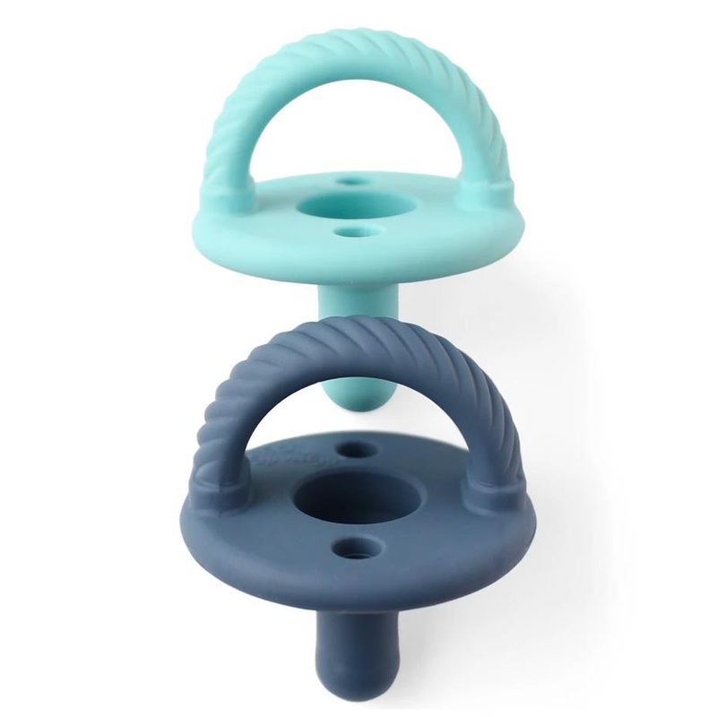Cable Sweetie Soother Pacifiers – 2 Pack – Robins Egg Blue & Nautical Navy Robins Egg Blue & Nautical Navy