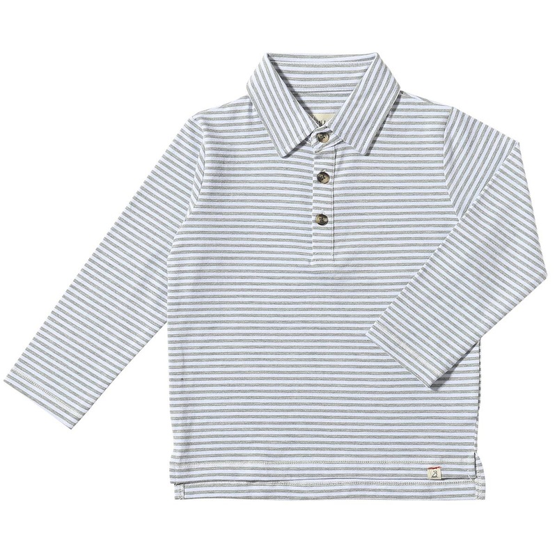 Midway Polo – Grey/White Stripe 2-3y