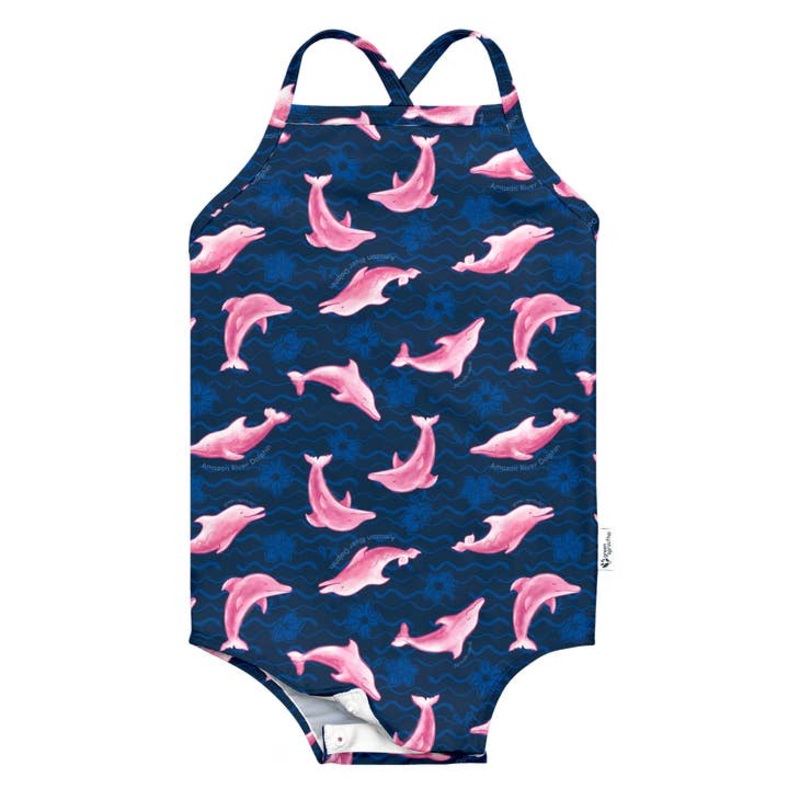 Easy-Change Eco Swimsuit – Navy River Dolphin 6m
