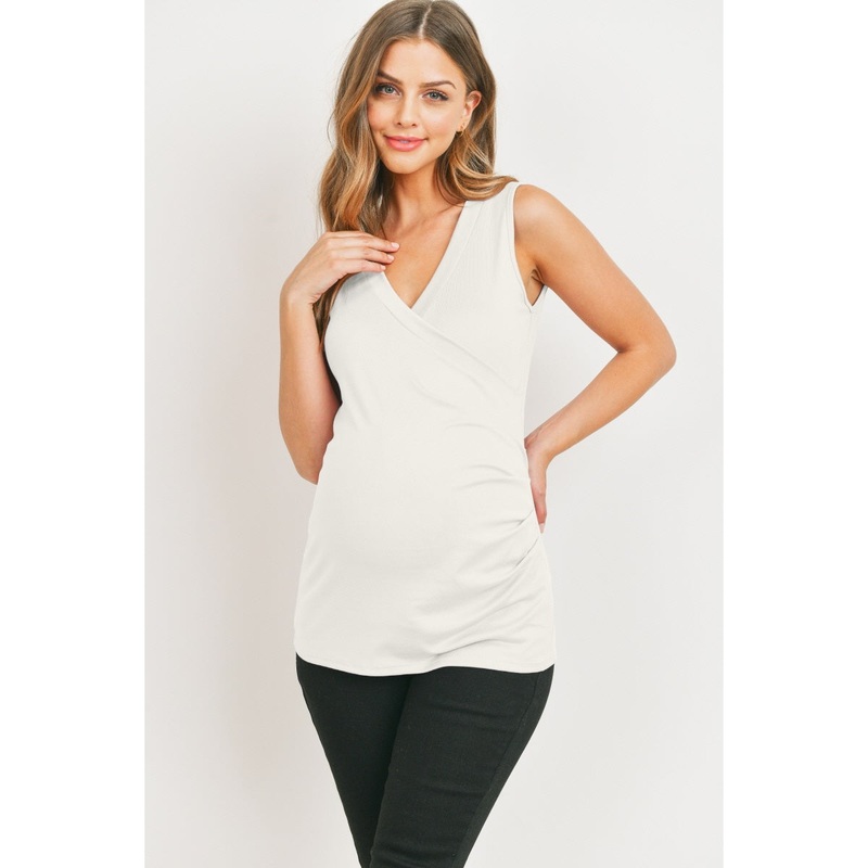 Rouched Side Maternity & Nursing Tank Top – White S