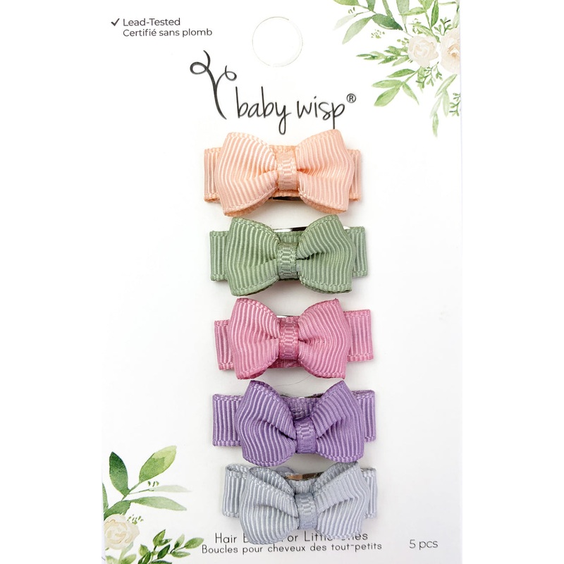 5-Piece Tiny Tuxedo Snap Hair Bows – Various Colors Watercolors