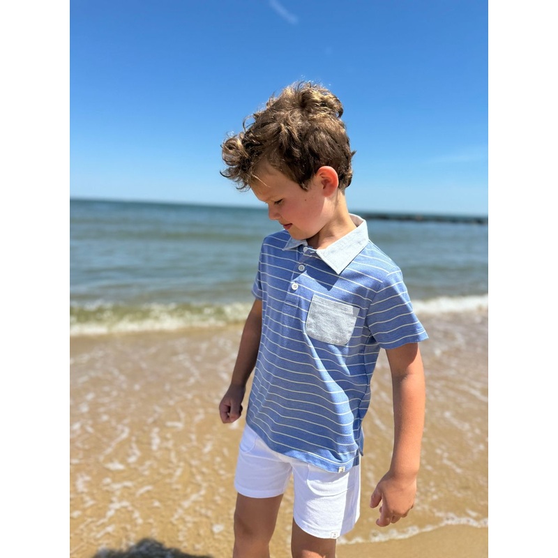 Anchor Pocket Polo – Royal/Yellow Stripe 2-3Y