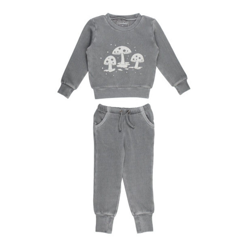Printed Cozy Sweatshirt & Jogger Set (Toddler) – Mist Mushrooms 2T