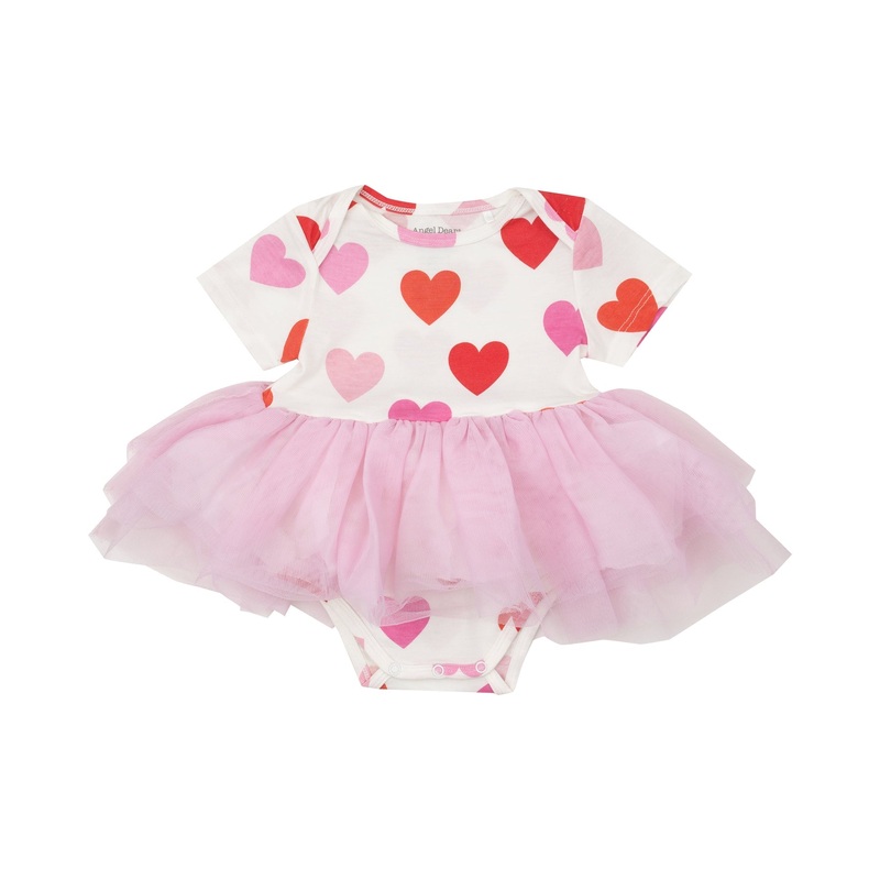 Twirly Short Sleeve Tutu Bodysuit Dress – Hearts 3-6m
