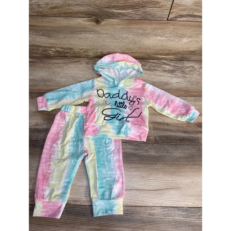 2pc Daddy’s Little Girl Hooded Pullover & Pants sz 1-3m Multicolor Newborn