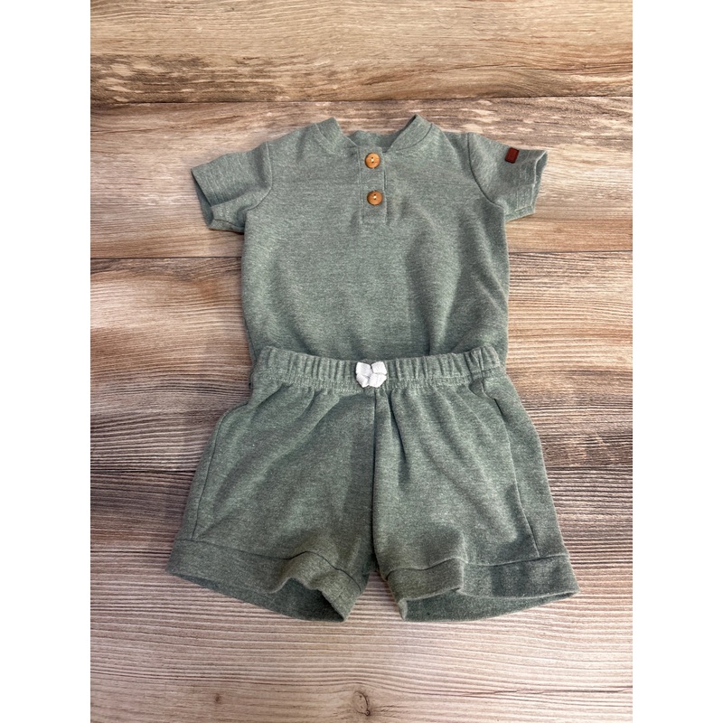 7 For All Mankind 2pc Henley Bodysuit & Shorts Green sz 3-6m Green 3m