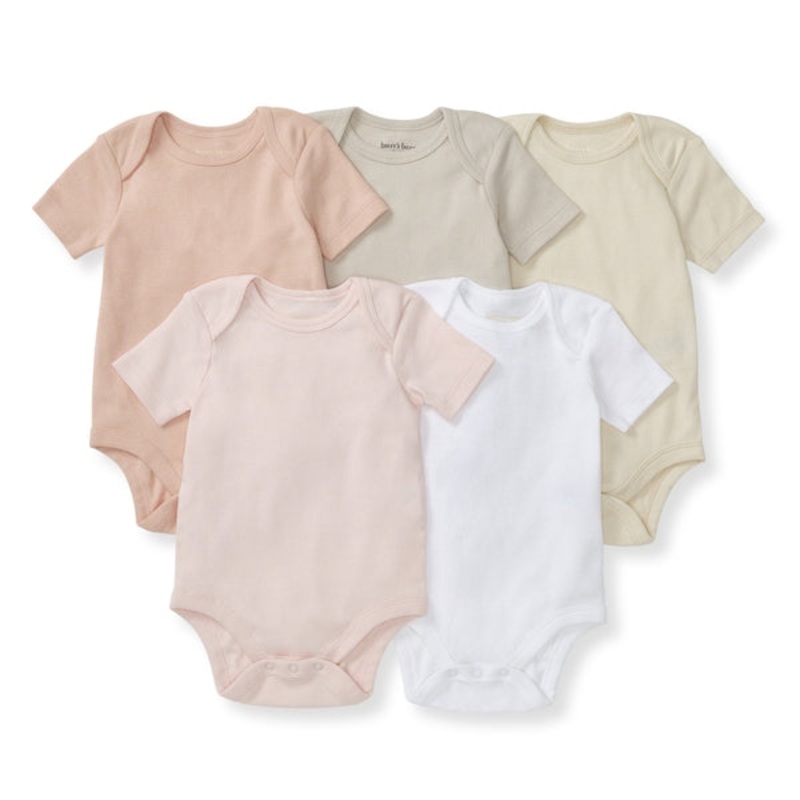 Bee Essentials Solid Short Sleeve Bodysuits Set of 5 – Pink Sand 0-3m