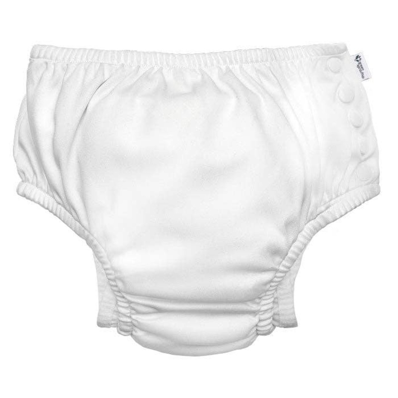 Eco Snap Swim Diaper with Gussets – White 6m