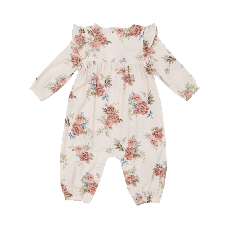 Ruffle Sleeve Romper – Romantic Roses 0-3m
