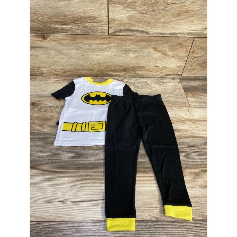 Batman 2pc Pajama Set With Cape White/Black sz 2T Black 2T