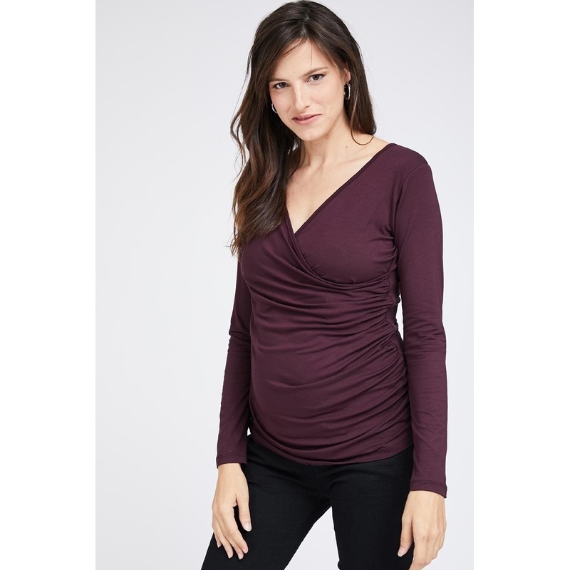 Cross Over Maternity/Nursing Top – Maroon S