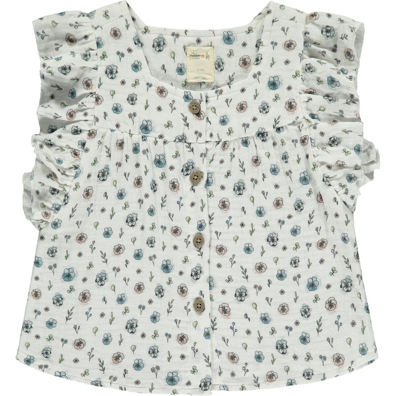 Isabella Top – White Flowers + Plants 9-12m