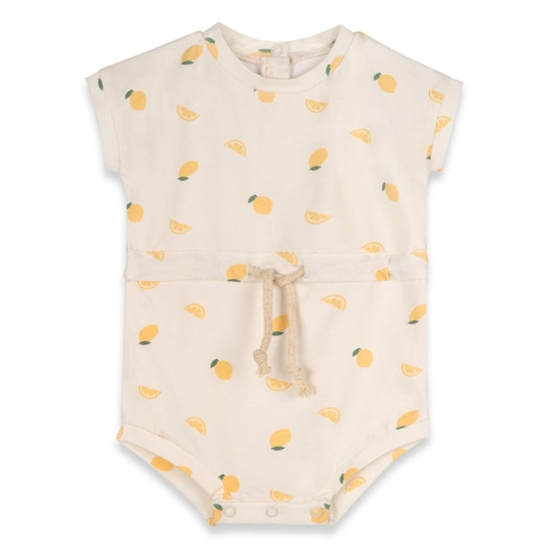Lemon Waist Tie Short Baby Romper – Lemon 0-3m