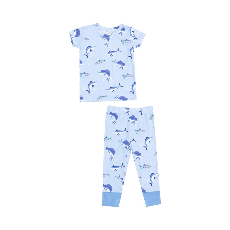 Short Sleeve Bamboo Loungewear Set – Deep Sea Fishing 2T