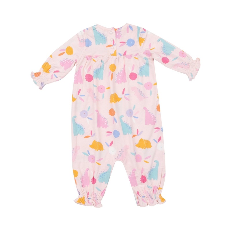 Smocked Romper – Floral Dinos 0-3m