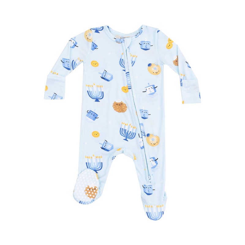 Bamboo Zipper Footie – Hanukkah NB