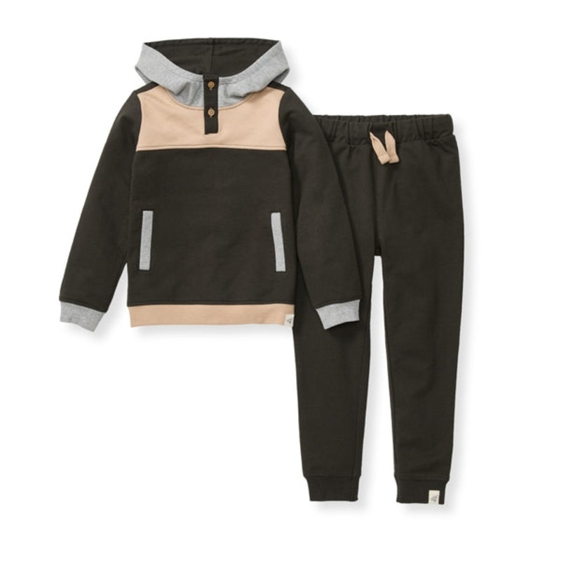 Color Blocked Hoodie & Pant Set – Shadow 12m