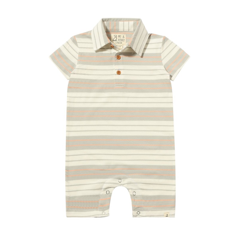 Drift Polo Romper – Grey/White 0-3m