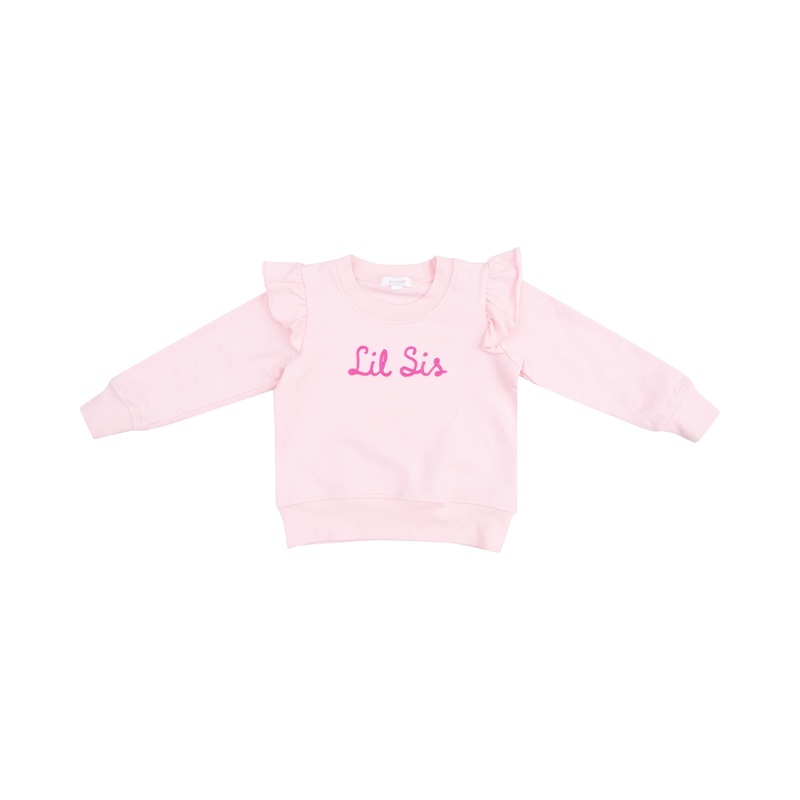 Lil Sis Ruffle Sweatshirt – Pink 3-6m