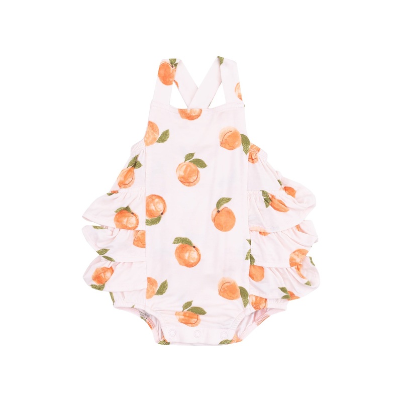 Ruffle Sunsuit – Watercolor Peaches 0-3m