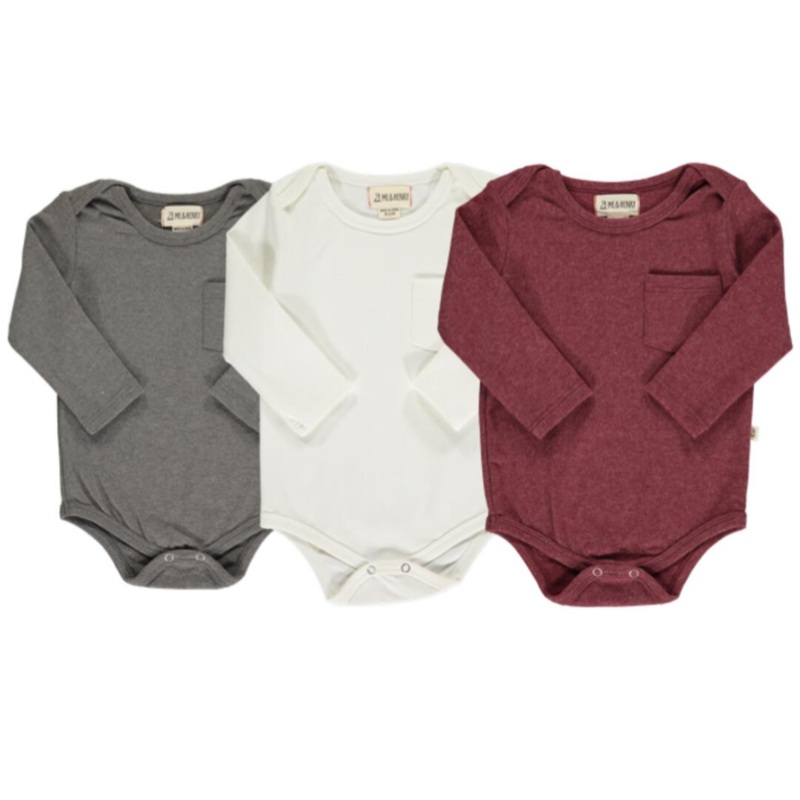 TELLICO Triple Pack Onsies and Tees – Mushroom/White/Burgundy 0-3m