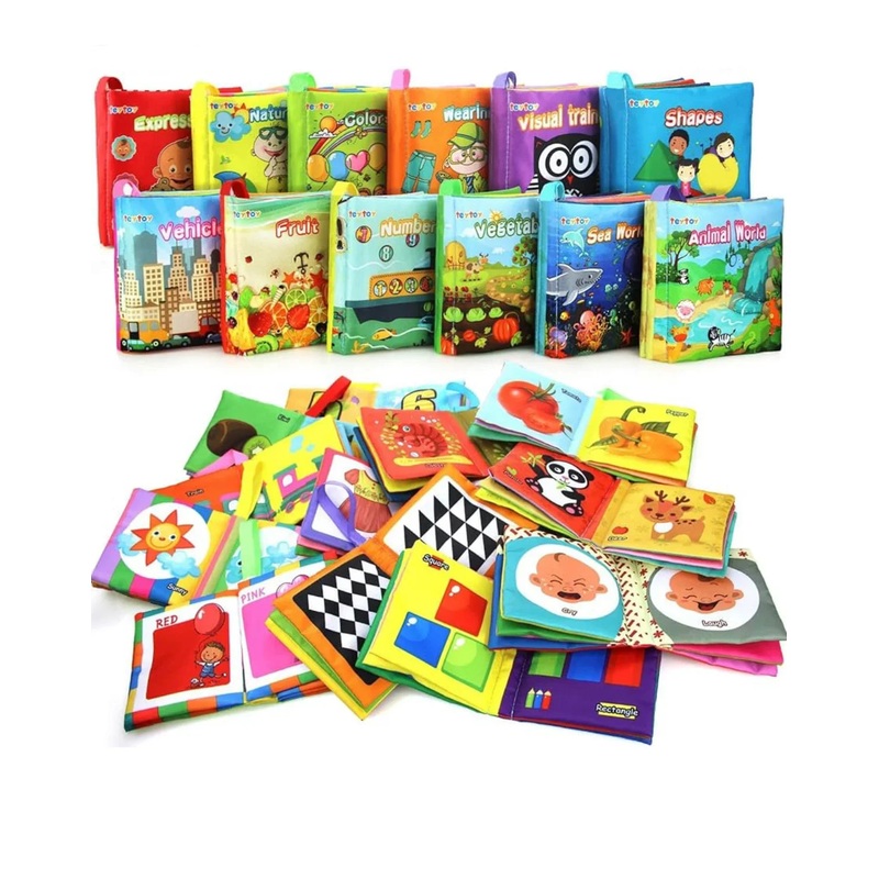 Teytoy My First Cloth Activity Crinkle Soft Books, 12pc