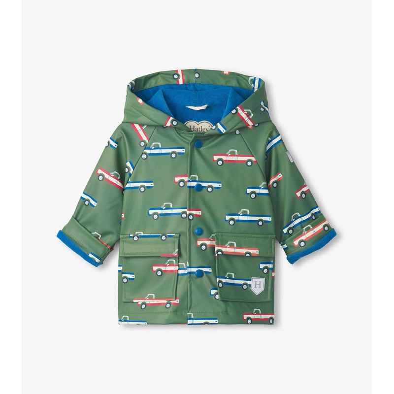 Toddler Boys Big Trucks Button Up Rain Jacket 12-18m