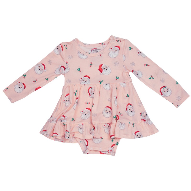 Vintage Santa Twirly Bodysuit Dress – Pink 3-6m